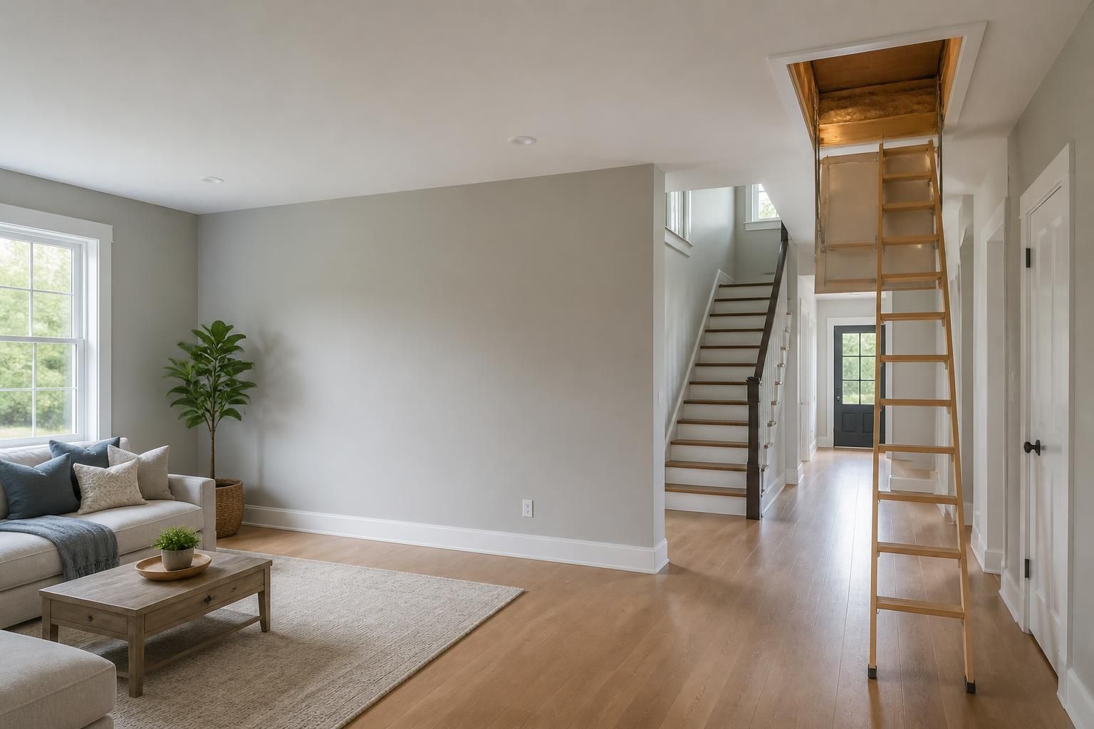 Clean finished home interior with professionally insulated attic space.